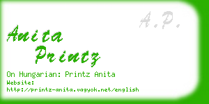 anita printz business card